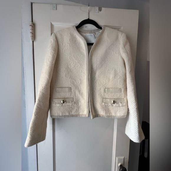 Sandro Sable Double S Tweed Wool Jacket 38 - Picture 9 of 16